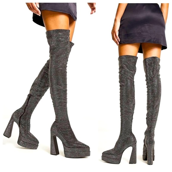 NWOT STEVE MADDEN Sultry Boot in Black Rhinestone, size 7.5 - Picture 16 of 16